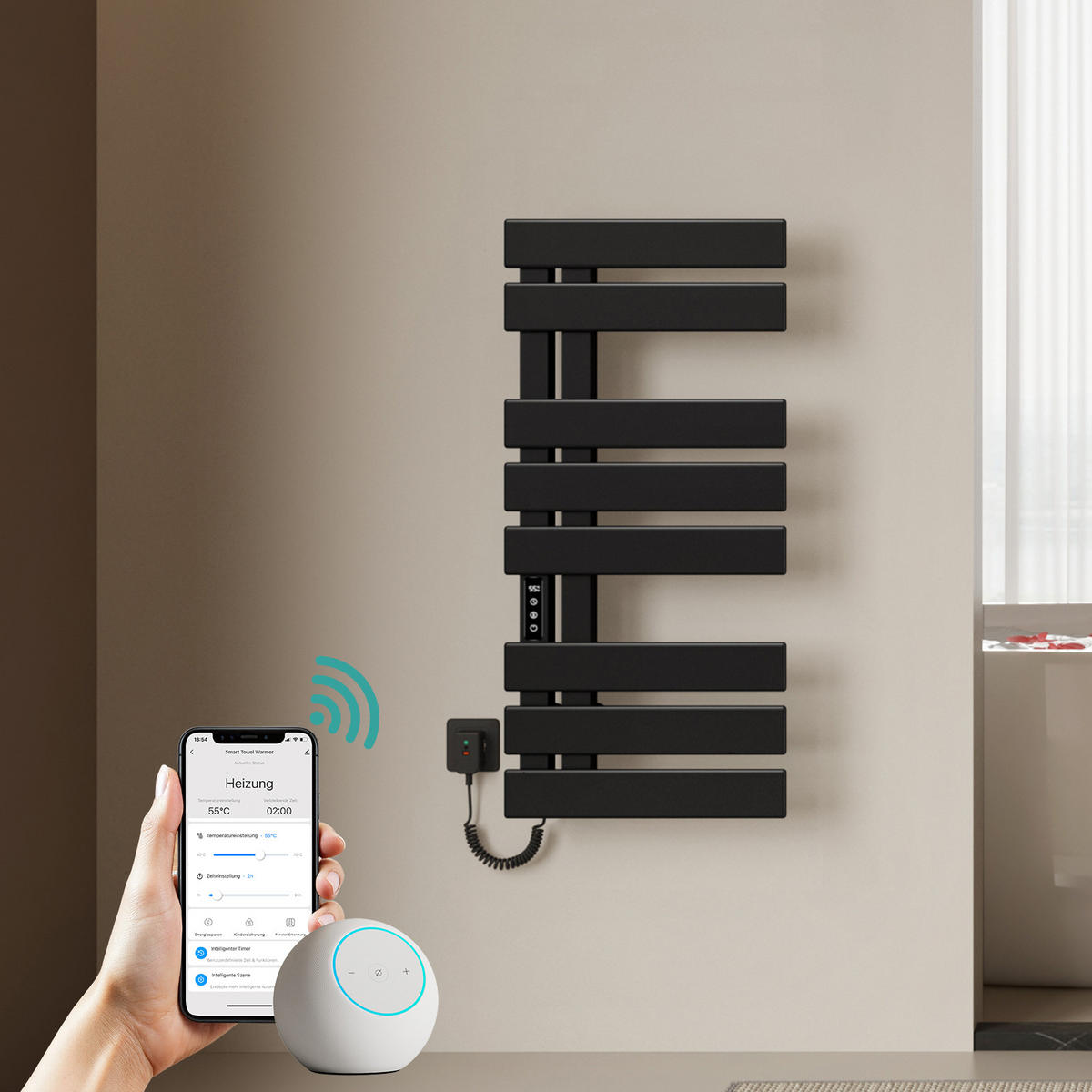 RADIJATOR Električni WiFi termostat Crni - crna, metal (40/85/11cm) - EMKE
