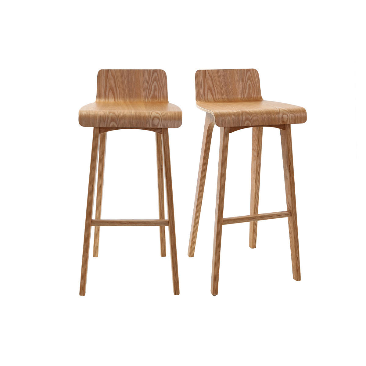 BARHOCKER Beige Holz H75 cm 2er-Set BALTIK - Naturfarben, Holz (45/87/41cm) - Miliboo