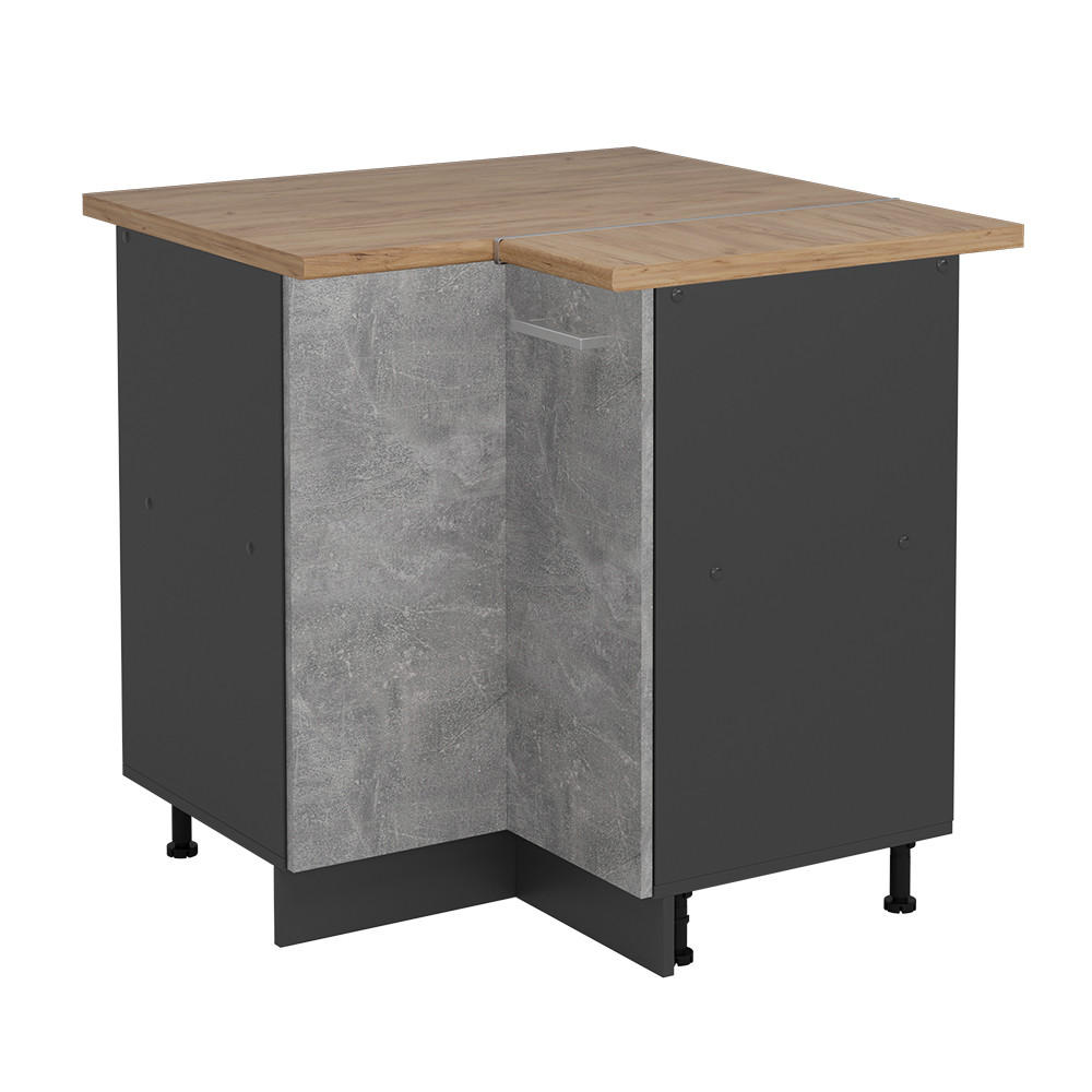 HÖRNUNDERSKÅP R-Line betong 75.6 cm , AP Oak Grå, Antracit 81.6/75.6/60 cm