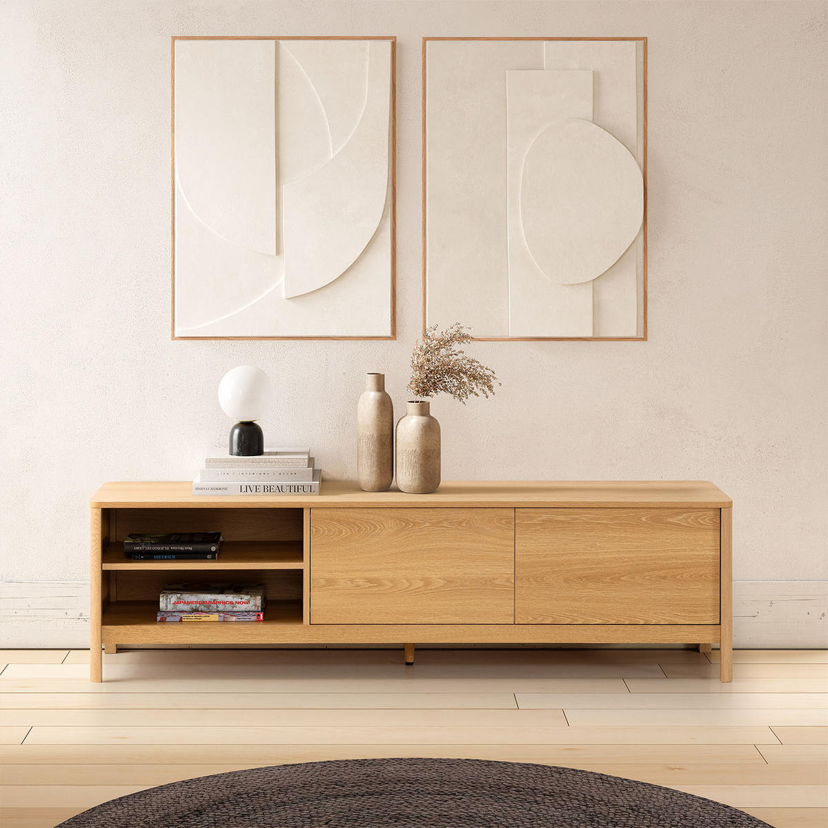 TV-ELEMENT Nassau 2 türen Eichenfarbe - Honigeiche, Holzwerkstoff (160/45/40cm) - VS Venta-stock