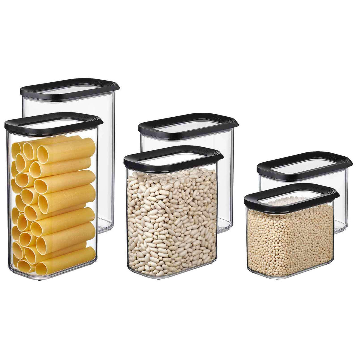 VORRATSDOSEN Modula schwarz 6er Set - Schwarz, Kunststoff (1/1/1cm) - Mepal