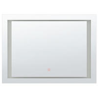 BADSPIEGEL mit LED-Beleuchtung rechteckig 80/60 cm Eyre - Silberfarben, Kunststoff (80/60/4cm) - Beliani