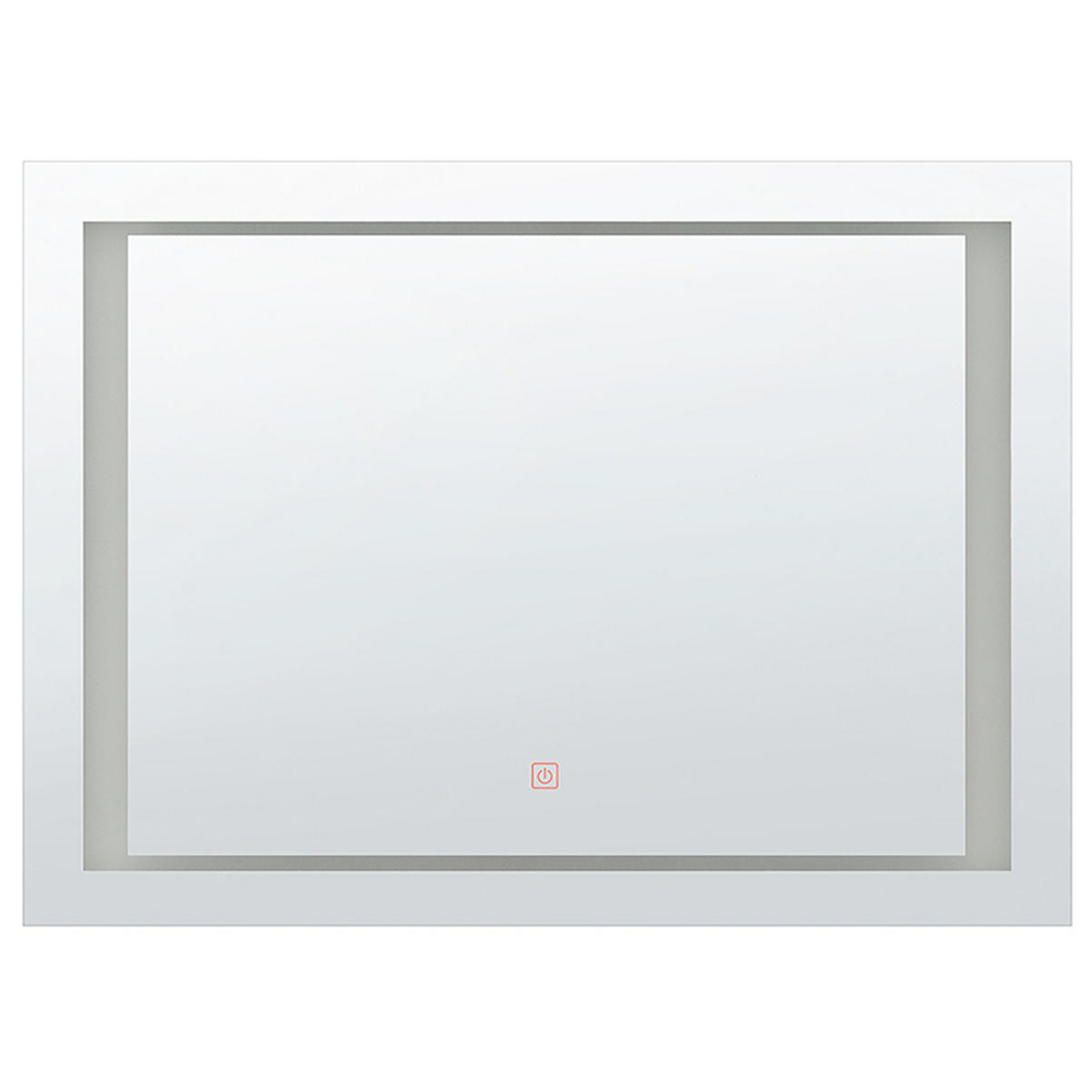 BADSPIEGEL mit LED-Beleuchtung rechteckig 80/60 cm Eyre - Silberfarben, Kunststoff (80/60/4cm) - Beliani