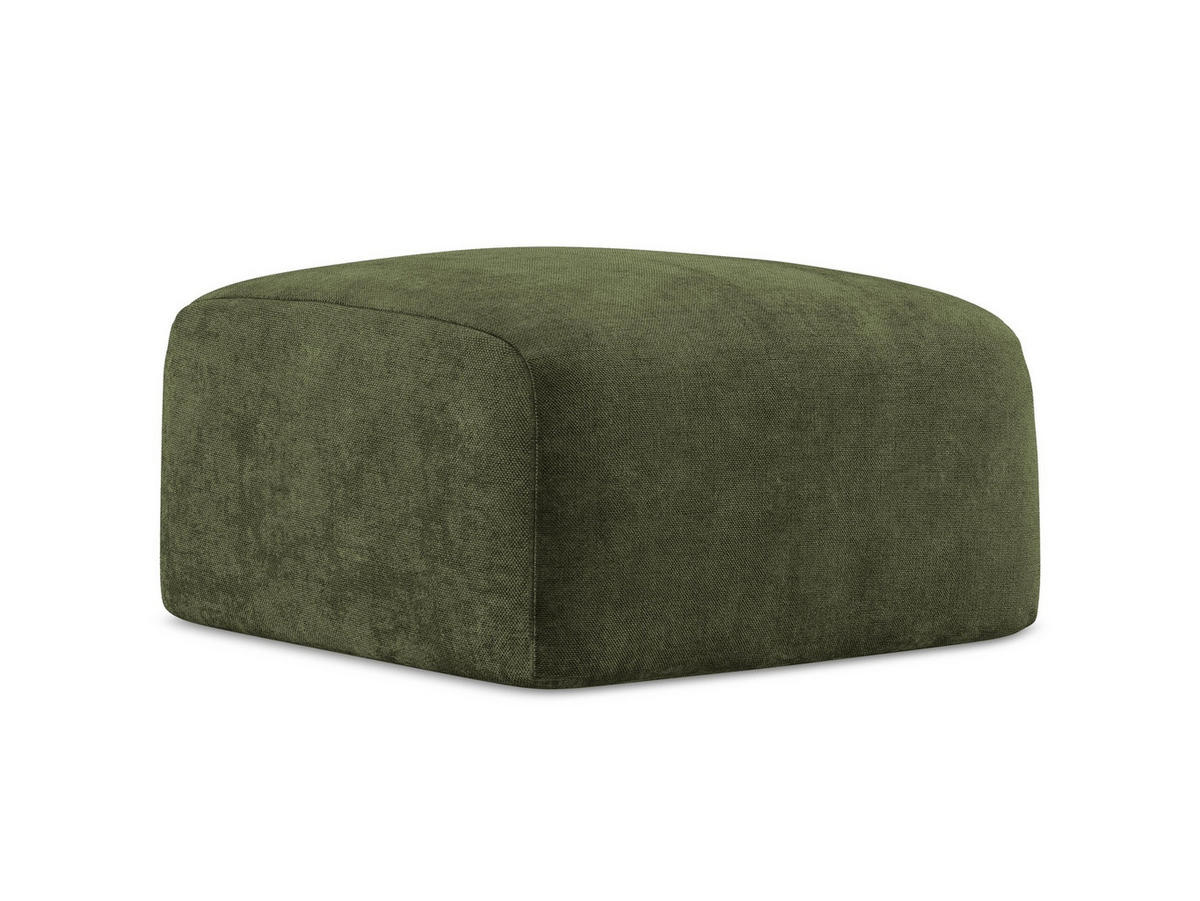 POUF Chenille Stoff Grün - Schwarz/Olivgrün, Holzwerkstoff/Kunststoff (65/40/65cm) - Makamii