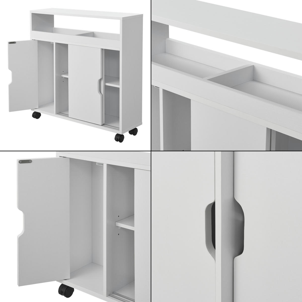 SEITENSCHRANK Lumijoki - Weiß, Holzwerkstoff (70/71/20cm) - [en.casa]