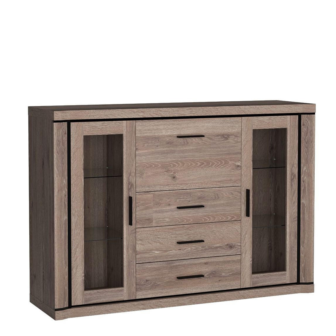 KOMMODE MALAGA 157/111/45cm mit 3 Schubladen 3 Türen Braun - Braun, Holzwerkstoff (157/111/45cm) - MASSENO