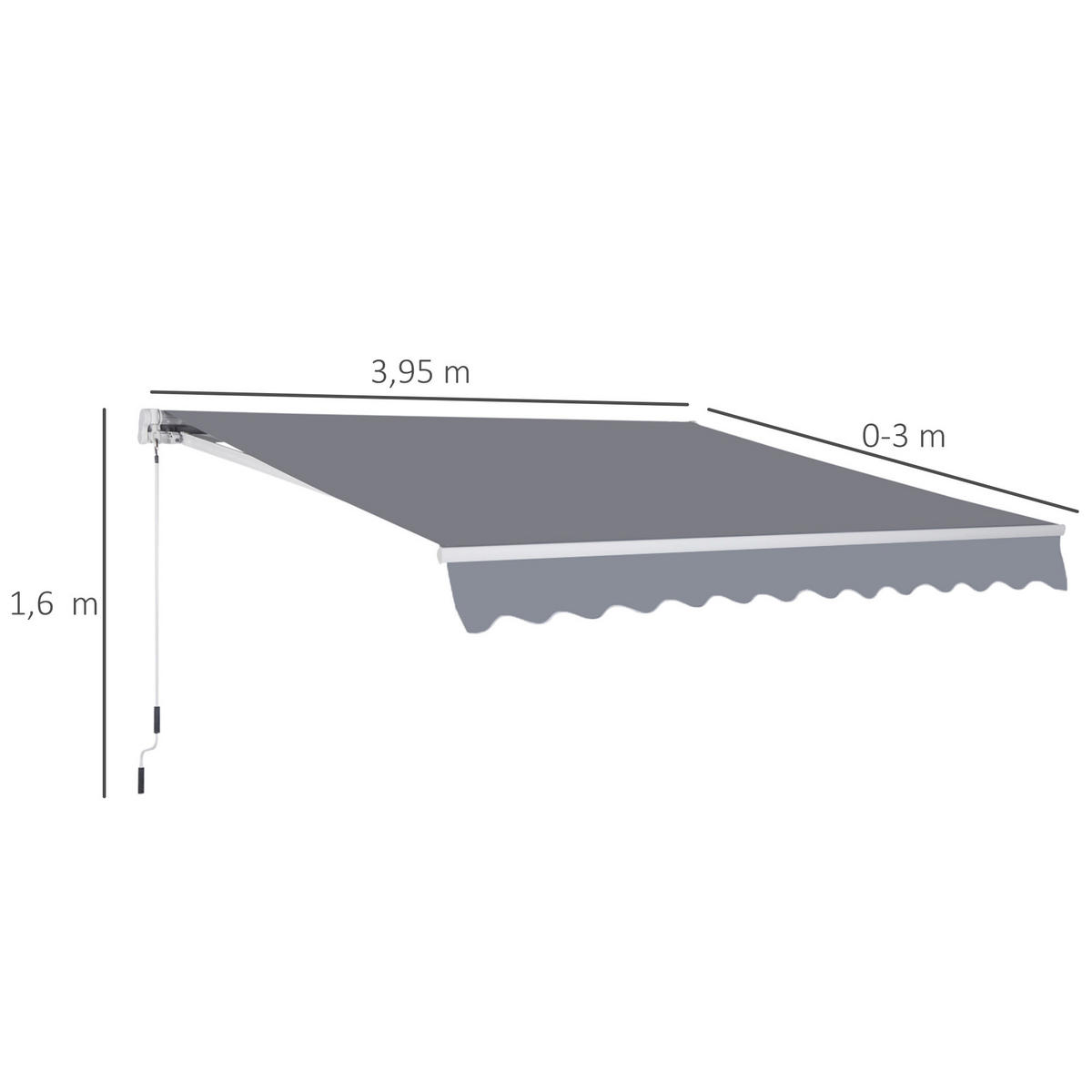 GELENKARMMARKISE, Aluminium, Grau - Grau, Metall (300/160/395cm) - Outsunny