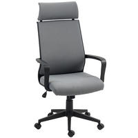 BÜROSTUHL, Ergonomischer Schreibtischstuhl mit Armlehne, Kopfstütze, Dunkelgrau - Dunkelgrau, Kunststoff (60.5/117/69cm) - HOMCOM