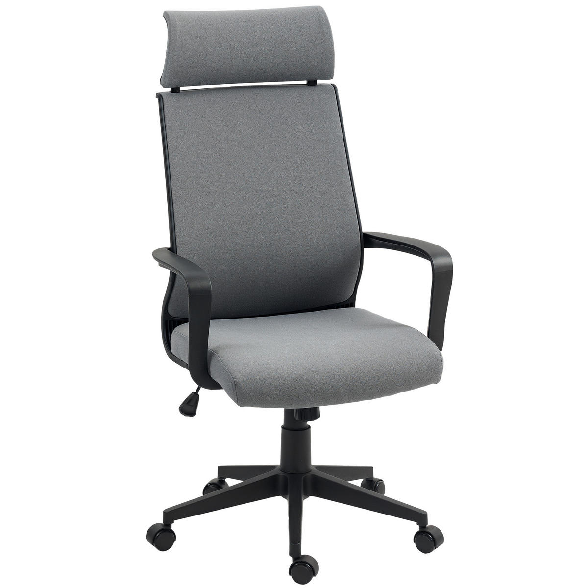 BÜROSTUHL, Ergonomischer Schreibtischstuhl mit Armlehne, Kopfstütze, Dunkelgrau - Dunkelgrau, Kunststoff (60.5/117/69cm) - HOMCOM