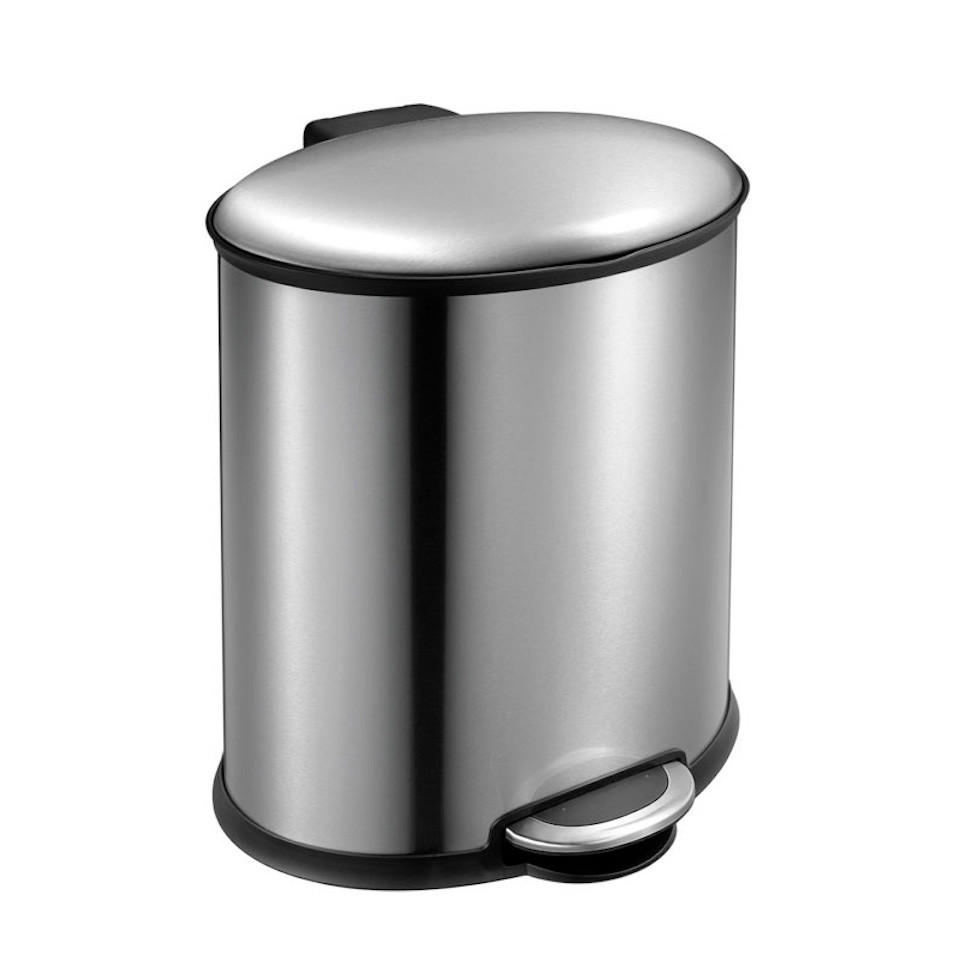 MÜLLEIMER Ellipsenförmiger Aus Gebürstetem Edelstahl 20 Liter Silber - Silberfarben, Metall (32.5/44.8/35.6cm) - PROREGAL