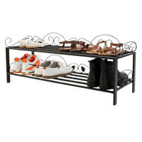 SCHUHREGAL Mi-2 Regal 92 cm Schuhschrank 21236 Schuhablage Metall Schmiedeeisen - Schwarz, Metall (92/38/30cm) - DanDiBo