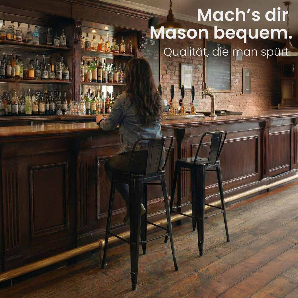 BARHOCKER 2er Set Metall Schwarz - Schwarz, Metall (44/96/43cm) - CLP