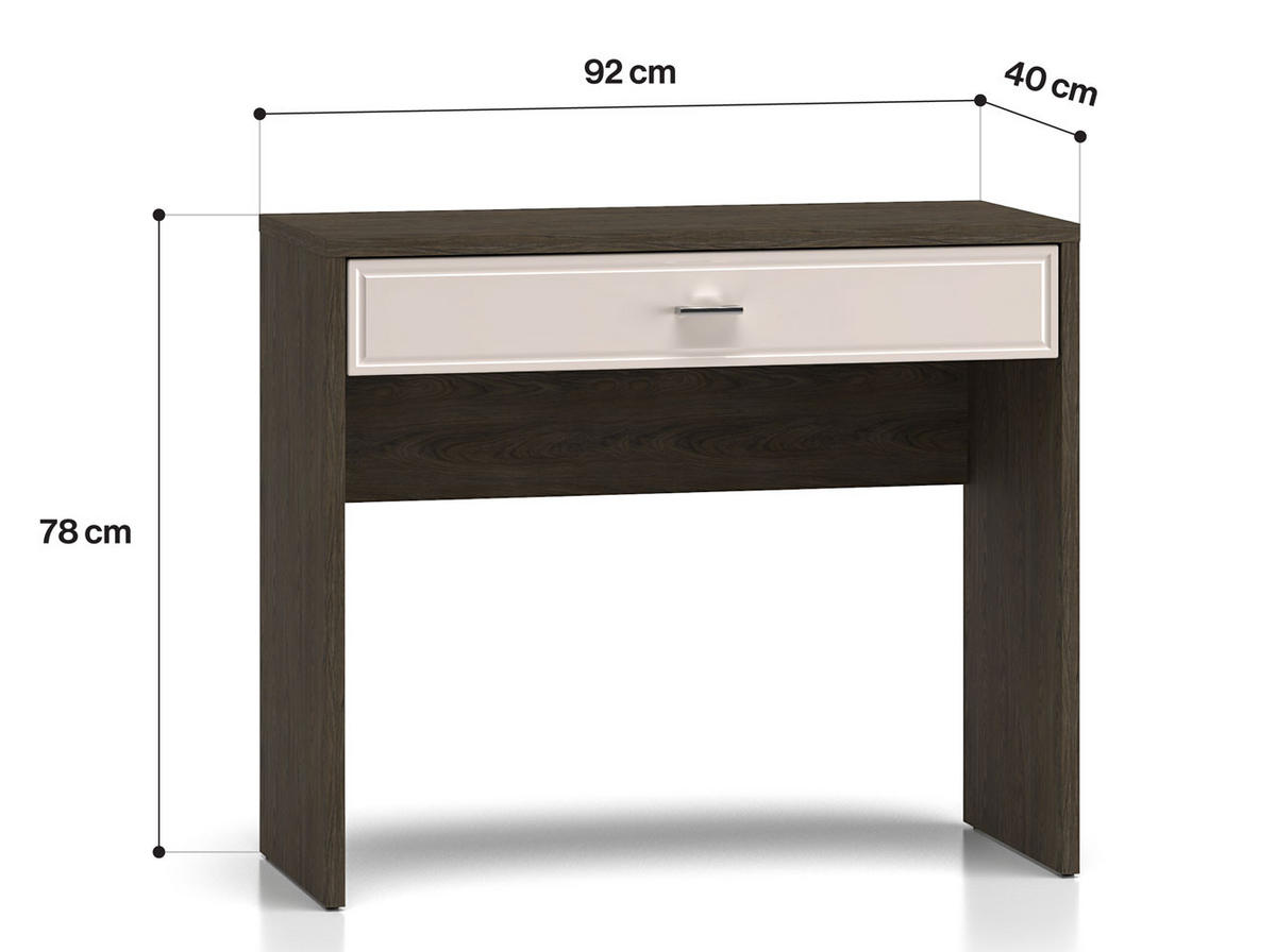 KONSOLENTISCH Avante 92 / 40 / 78cm Windmill Eiche Dunkel / Cashmere Hochglanz - Eichefarben/Creme, Holz/Holzwerkstoff (40/92/78cm) - Feldmann-Wohnen