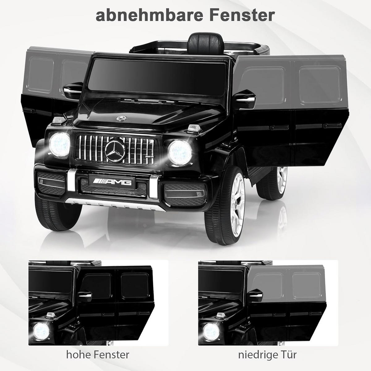 ELEKTROAUTO Mercedes Benz schwarz - Schwarz, Metall (105.5/54.5/62cm) - COSTWAY