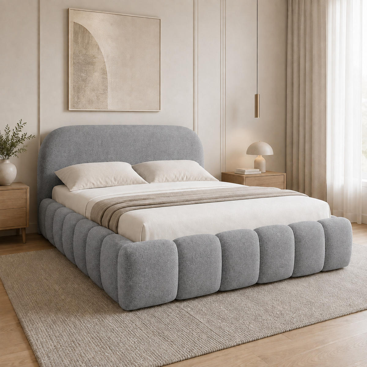 POLSTERBETT mit Stauraum 140x200 cm in Silbergrau - Silberfarben, Textil (140/200cm) - Home Collective