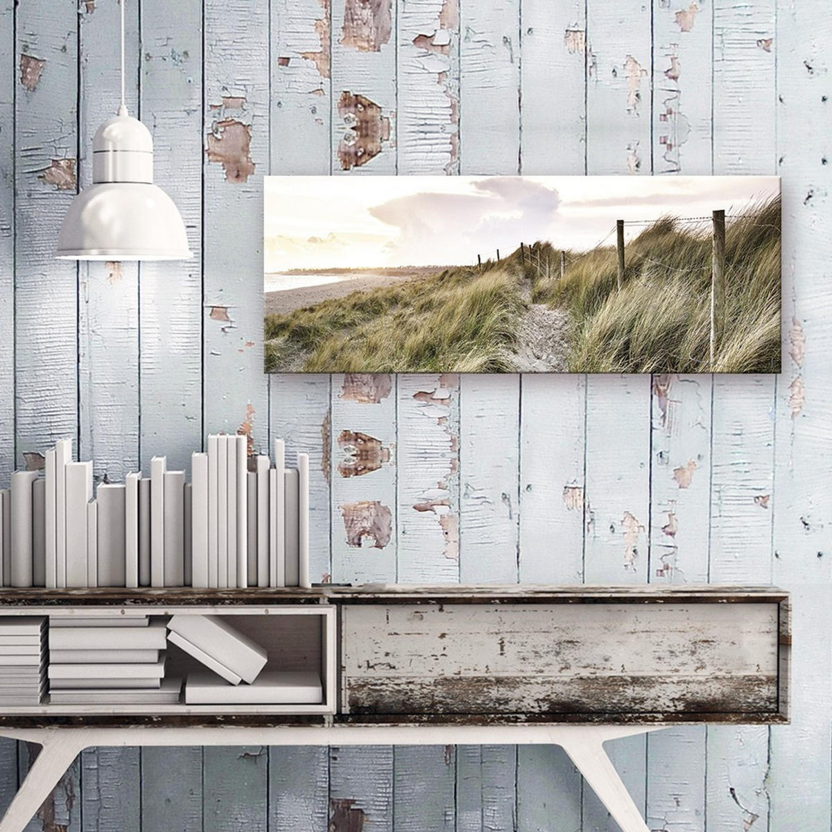 GLASBILD 80x30 cm Strand und Dünen - Beige, Glas (80/30cm) - artissimo