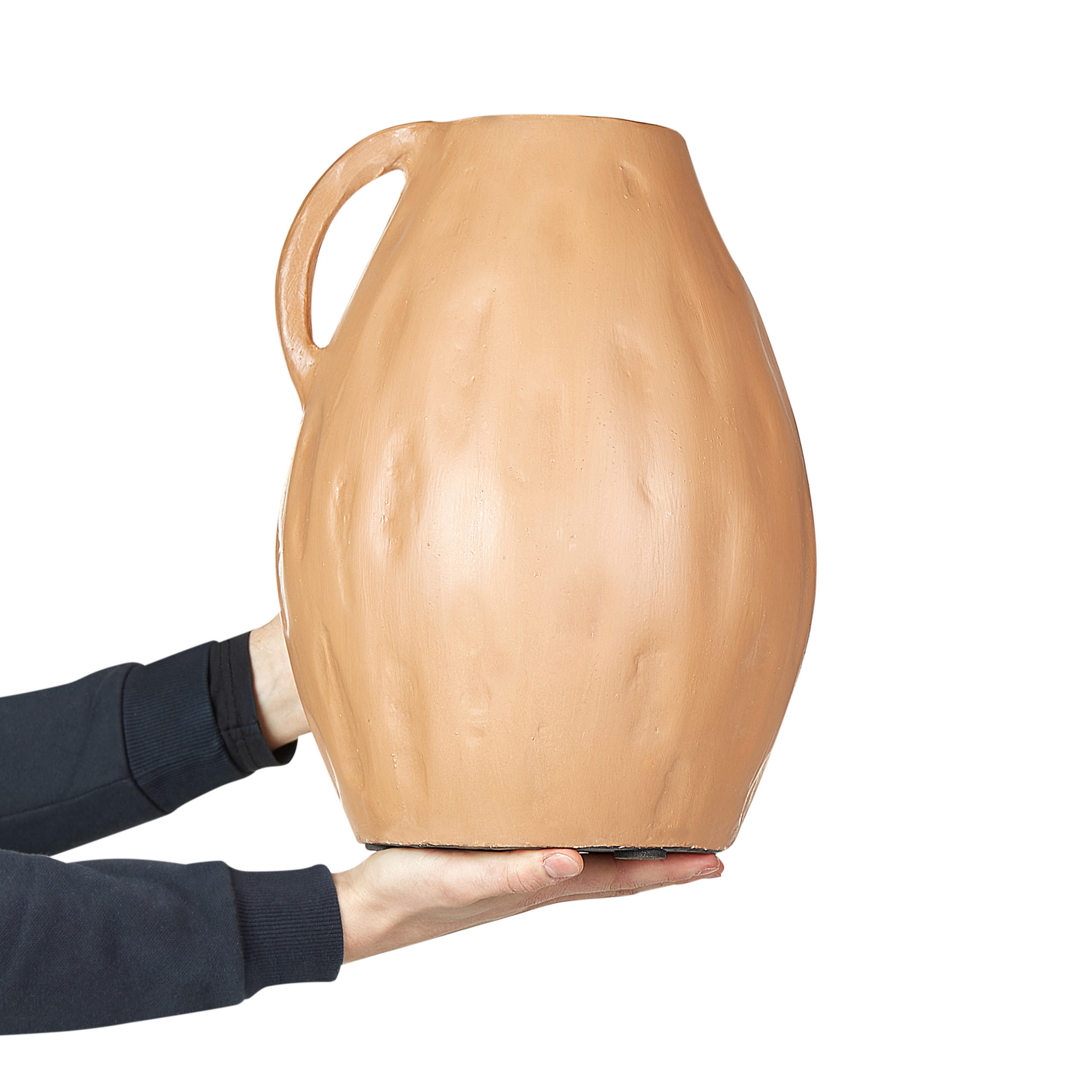DEKOVASE Terrakotta beige Kulim - Beige, Stein (40cm) - Beliani