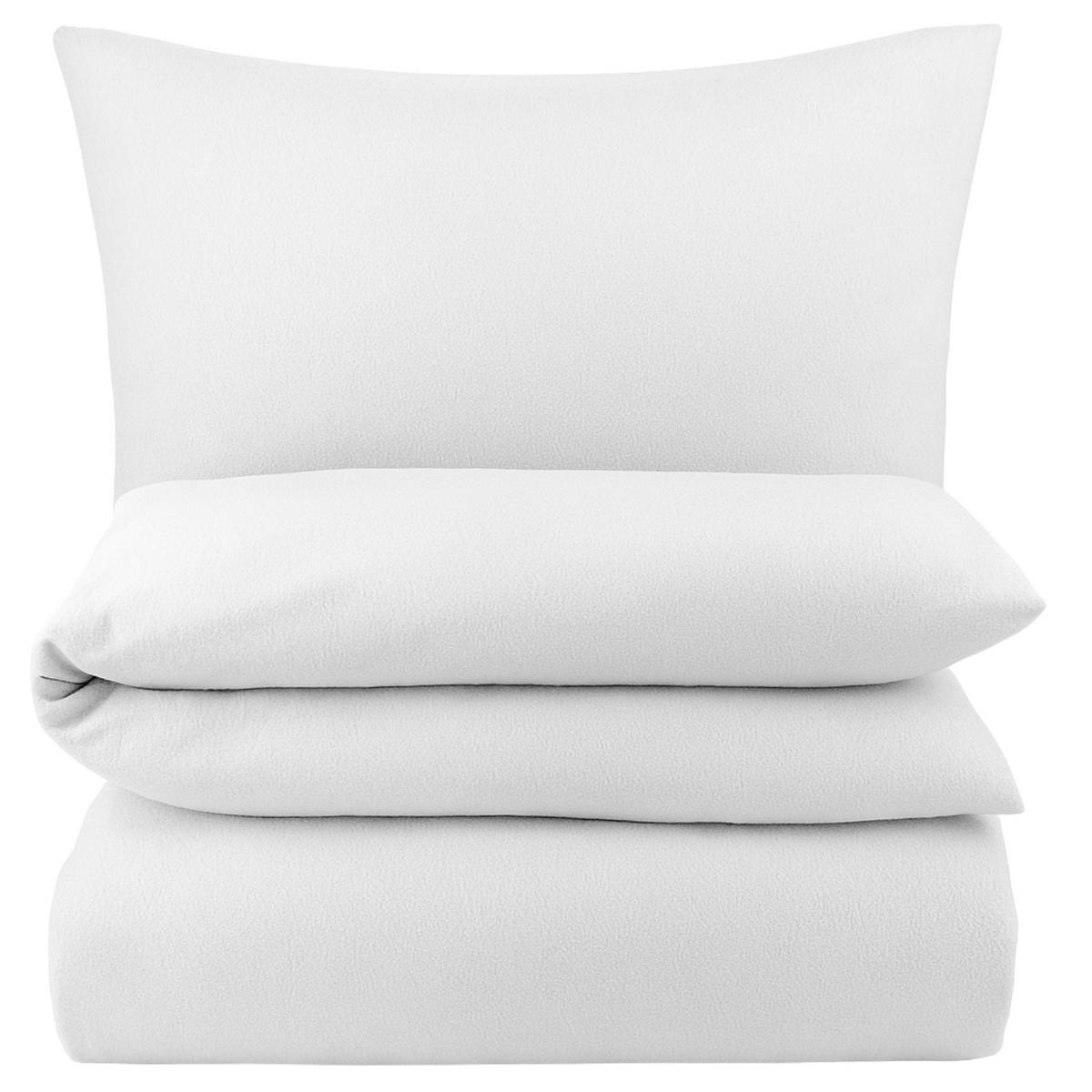 BETTWÄSCHE Biber 135x200 Weiß Uni Flanell Winter Bettbezug - Made in Germany - Weiß, Textil (135/200cm) - Carpe Sonno