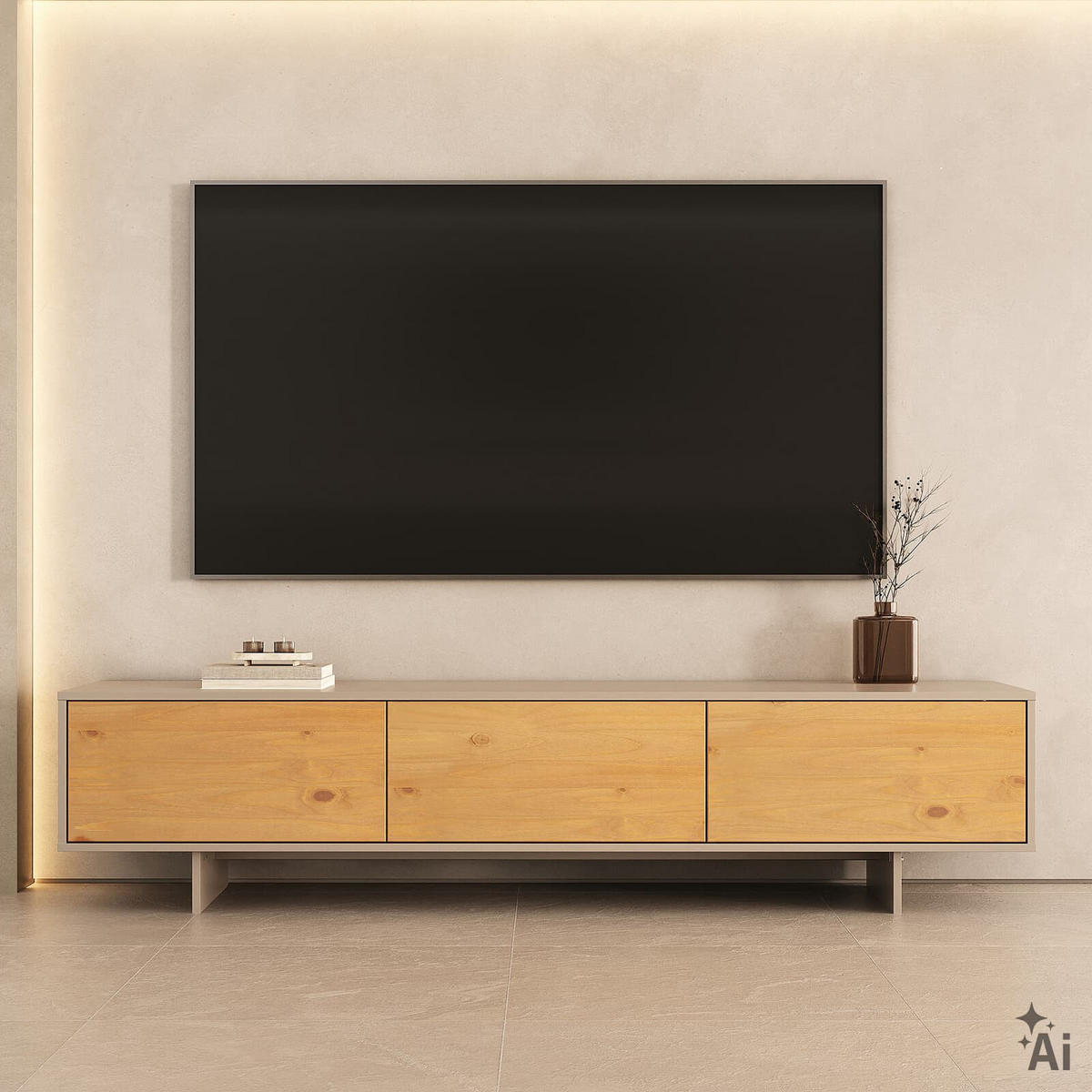 LOWBOARD ARTO Eiche/Kaschmir - Kaschmir/Eichefarben, Holz (184/42/39cm) - IDIMEX