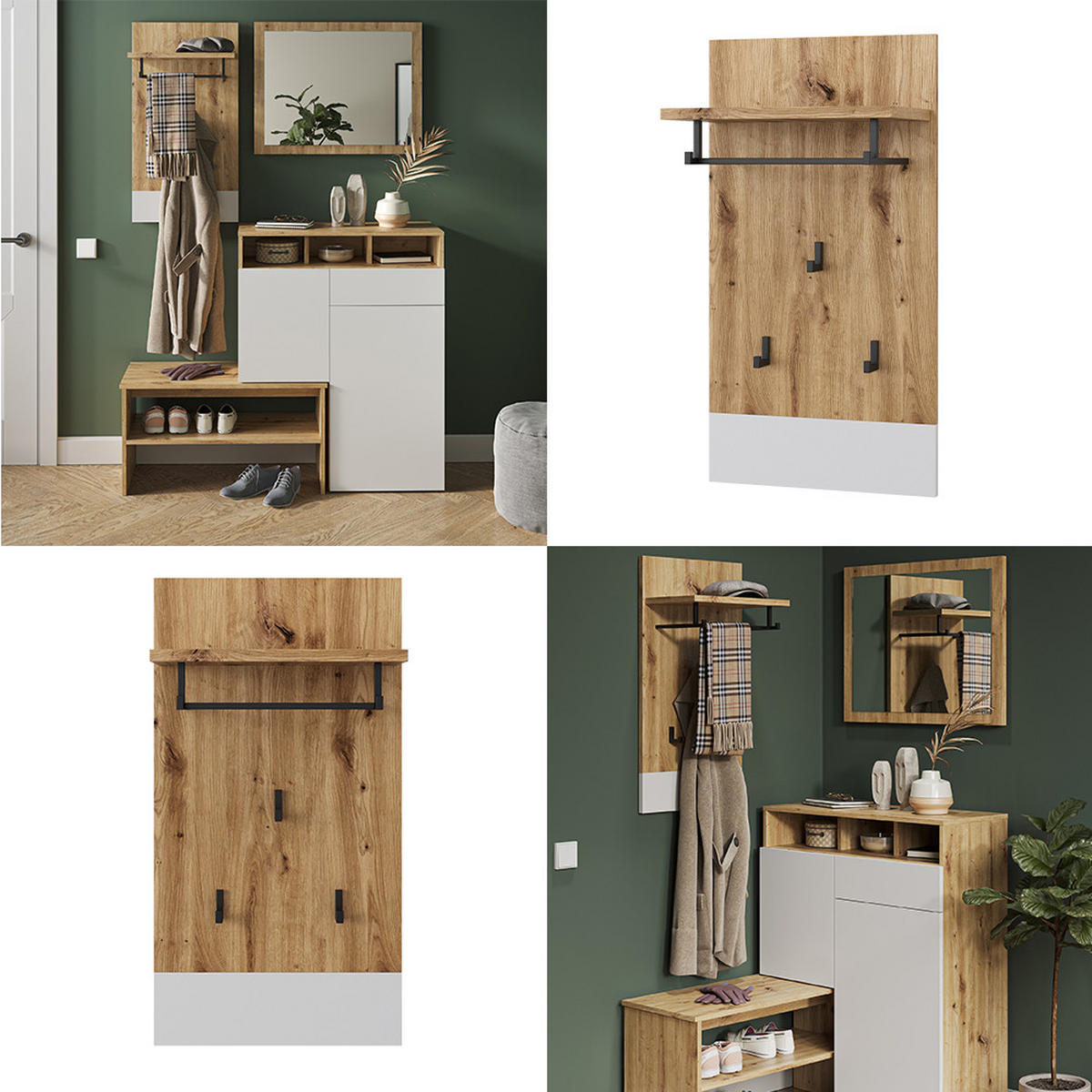 NÁSTĚNNÝ VĚŠÁK Selena Bílá/Artisan - bílá/dub artisan, kompozitní dřevo (44/83/25.6cm) - Vicco