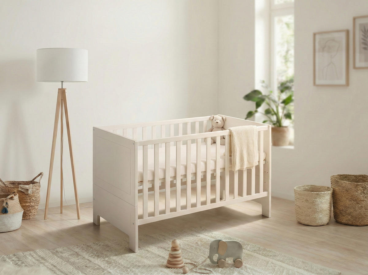 BABYZIMMER SET Thilo 2-tlg. Wickelkommode Babybett - Schwarz/Weiß, Holzwerkstoff/Metall (1/1/1cm) - arthur berndt