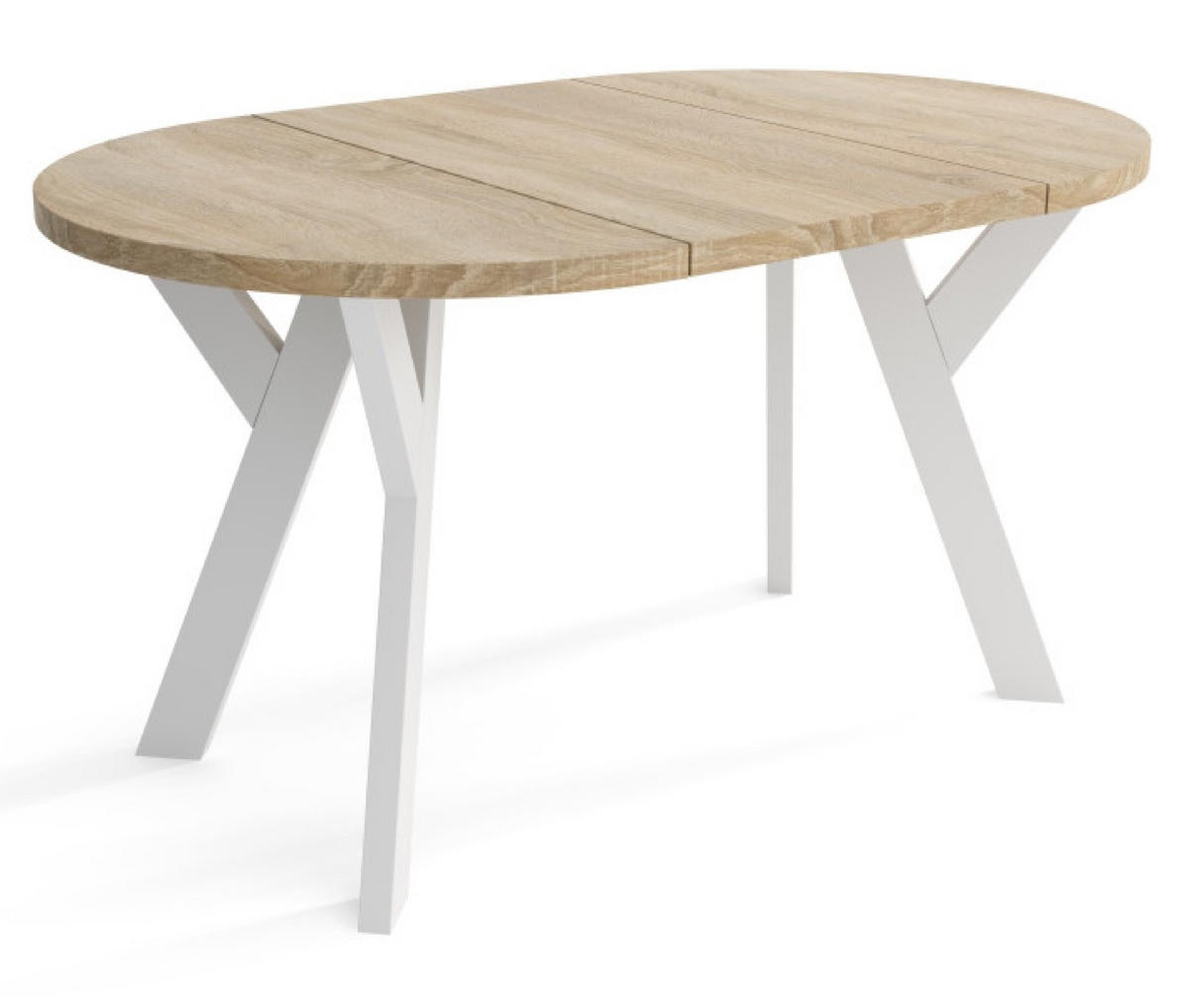 TISCH Weiß Sonoma Eiche Ausziehbar Rund 90/190 cm - Multicolor, Holzwerkstoff (190/90/76cm) - Sepro Meble