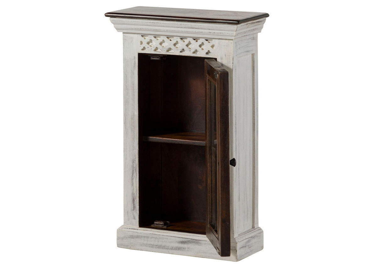 HÄNGESCHRANK Mango / Akazie 44x20x70 weiß gewachst CASTLE-ANTIK #113 - Weiß, Holz (44/70/20cm) - Massivmoebel24