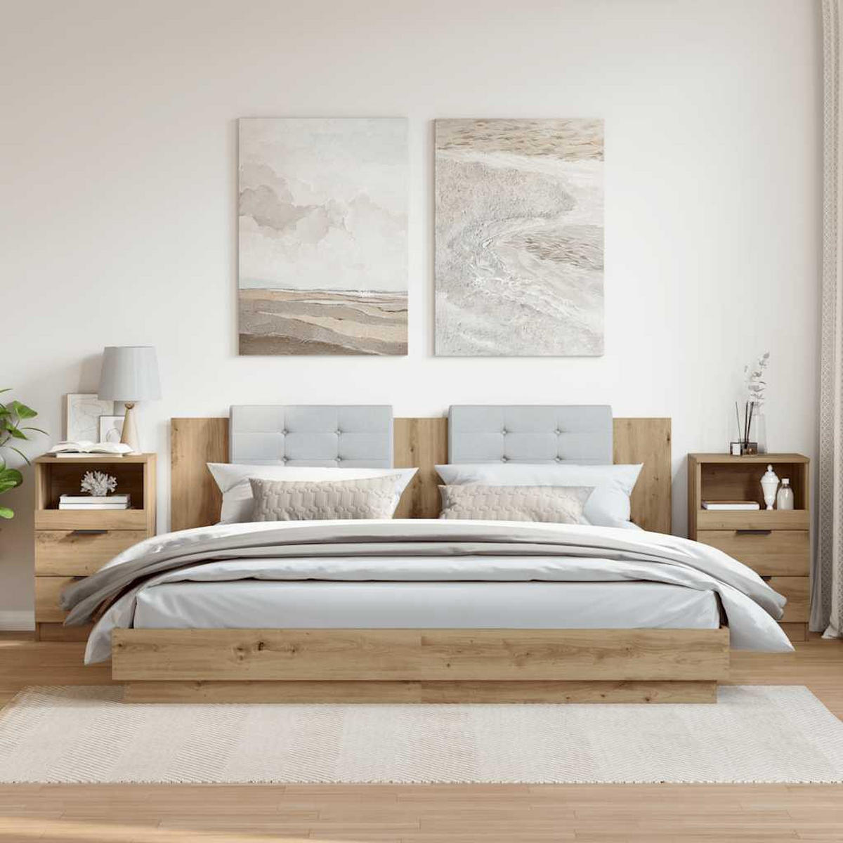 NACHTTISCH 2 Stk. mit 2 Schubladen 40/36/65 cm aus Holzwerkstoff in Artisan-Eiche Dekor - Eiche Artisan, Holz (40/65/36cm) - vidaXL