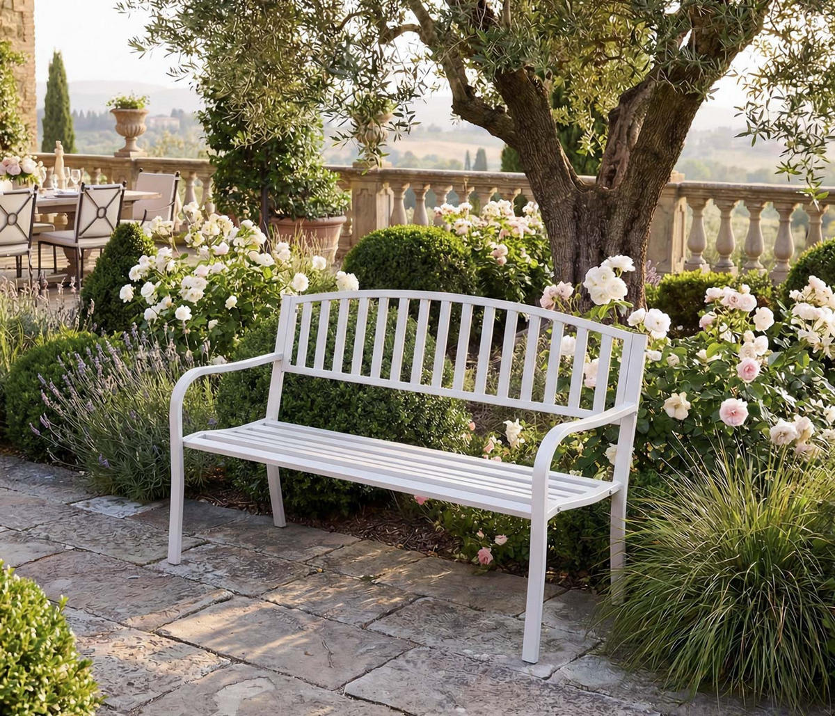 GARTENBANK Weiß - Weiß, Metall (128/87/58cm) - MCW