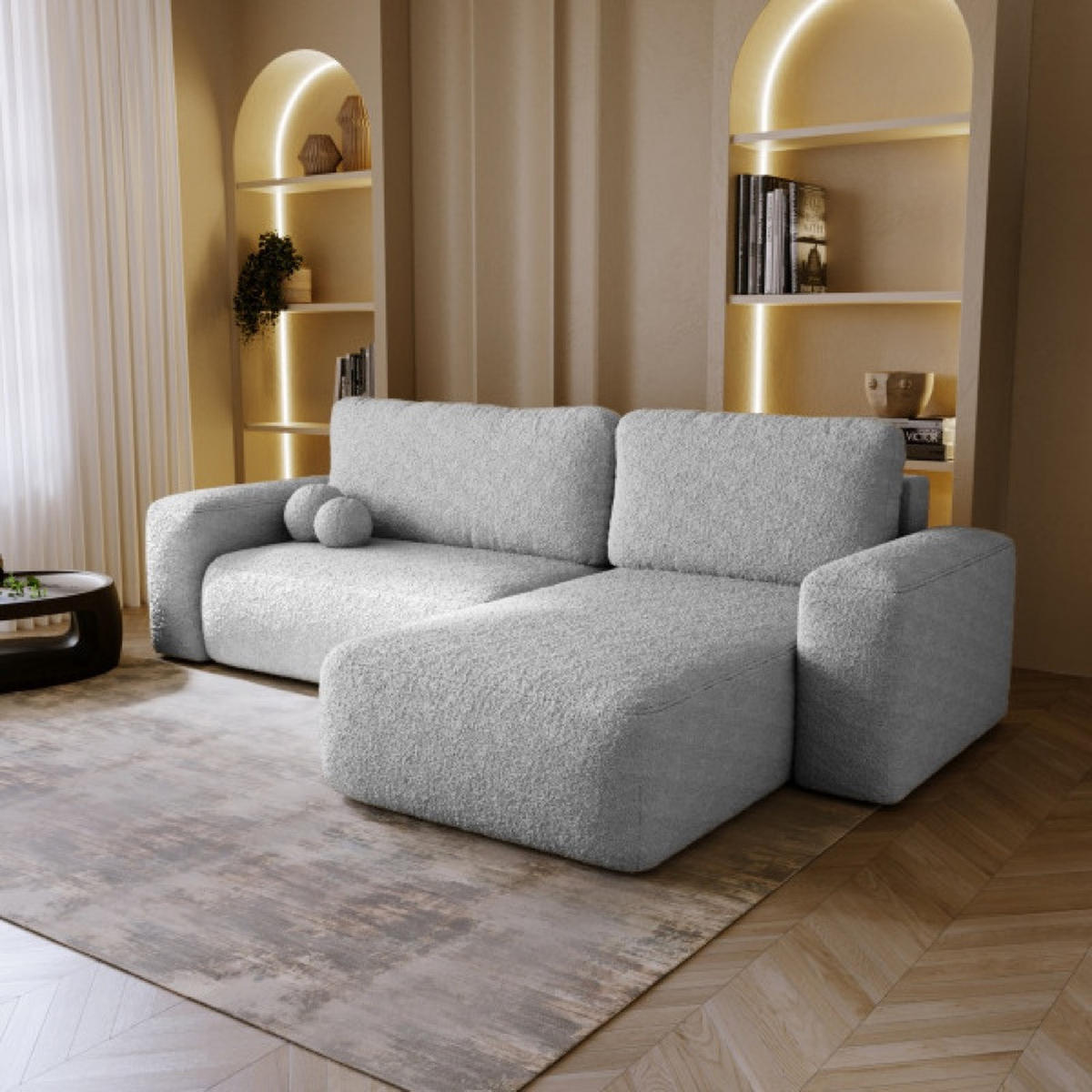 ECKSOFA Hellgrau ILO Mit Schlaffunktion Und Bettkasten - Grau, Textil (282/177cm) - Sepro Meble