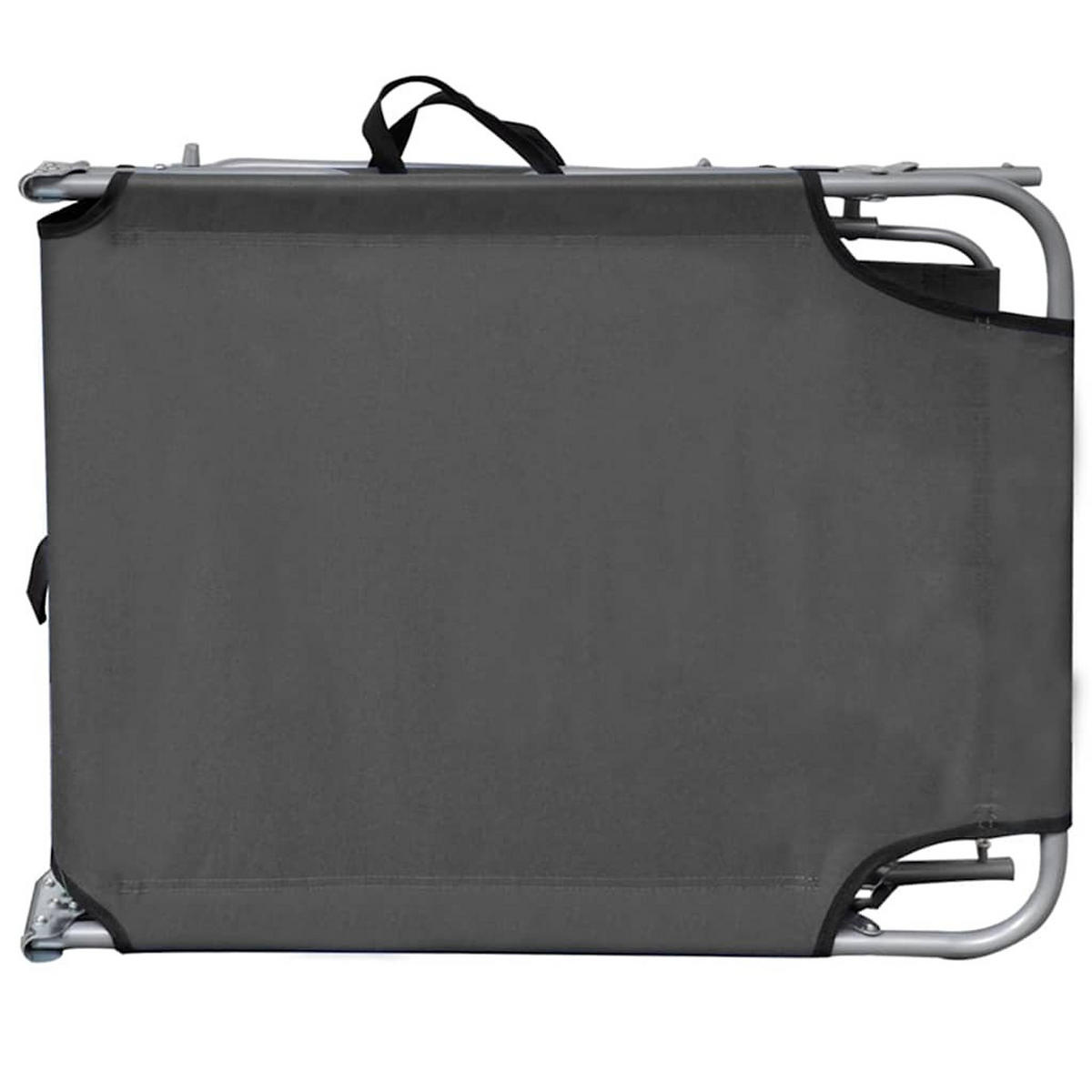 KLAPPLIEGE mit Sonnendach Grau Aluminium - Grau, Textil (57.5/27/188.5cm) - furnicato