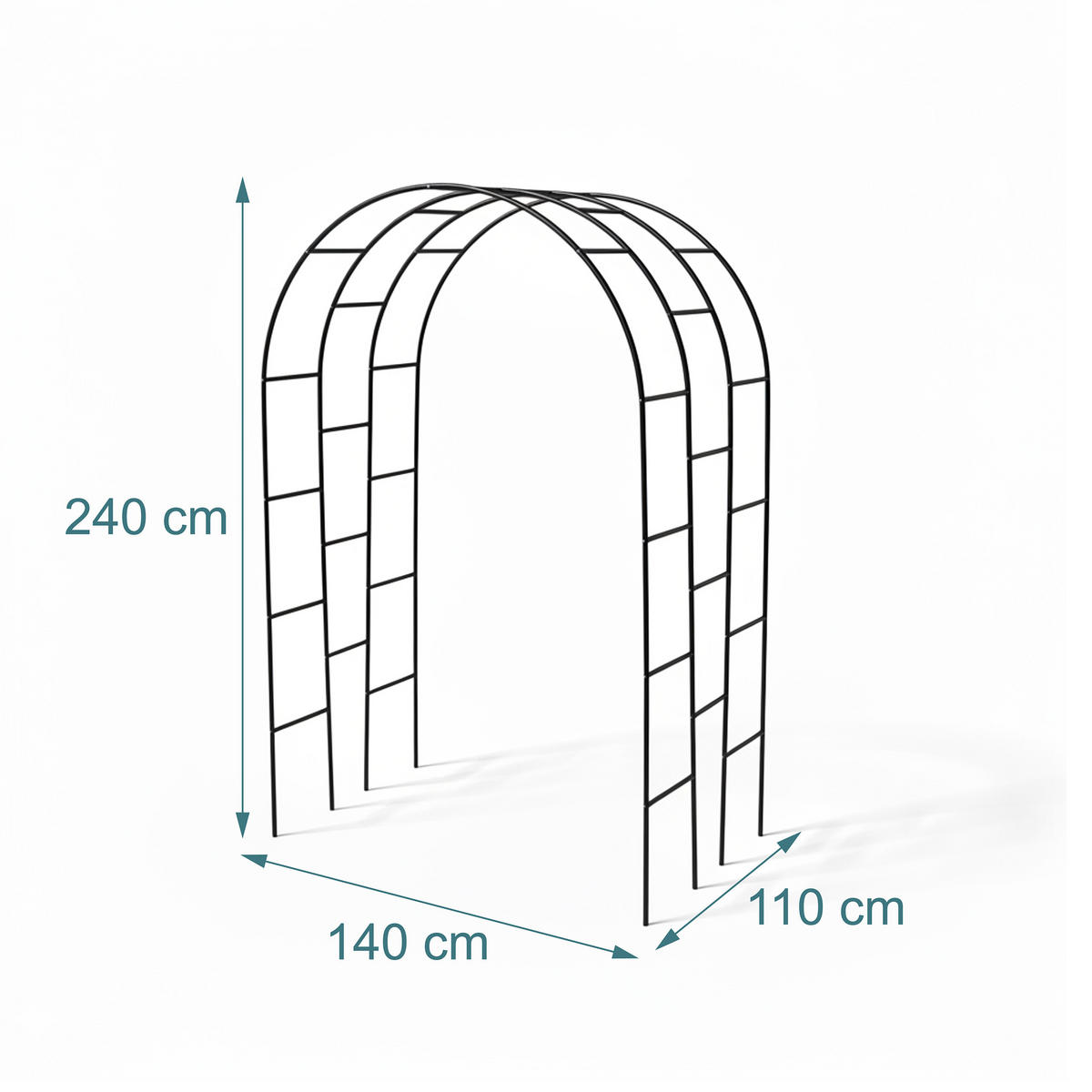 ROSENBOGEN Schwarz Eisen für Kletterpflanzen 240 cm - Schwarz, Metall (140/240/110cm) - Relaxdays