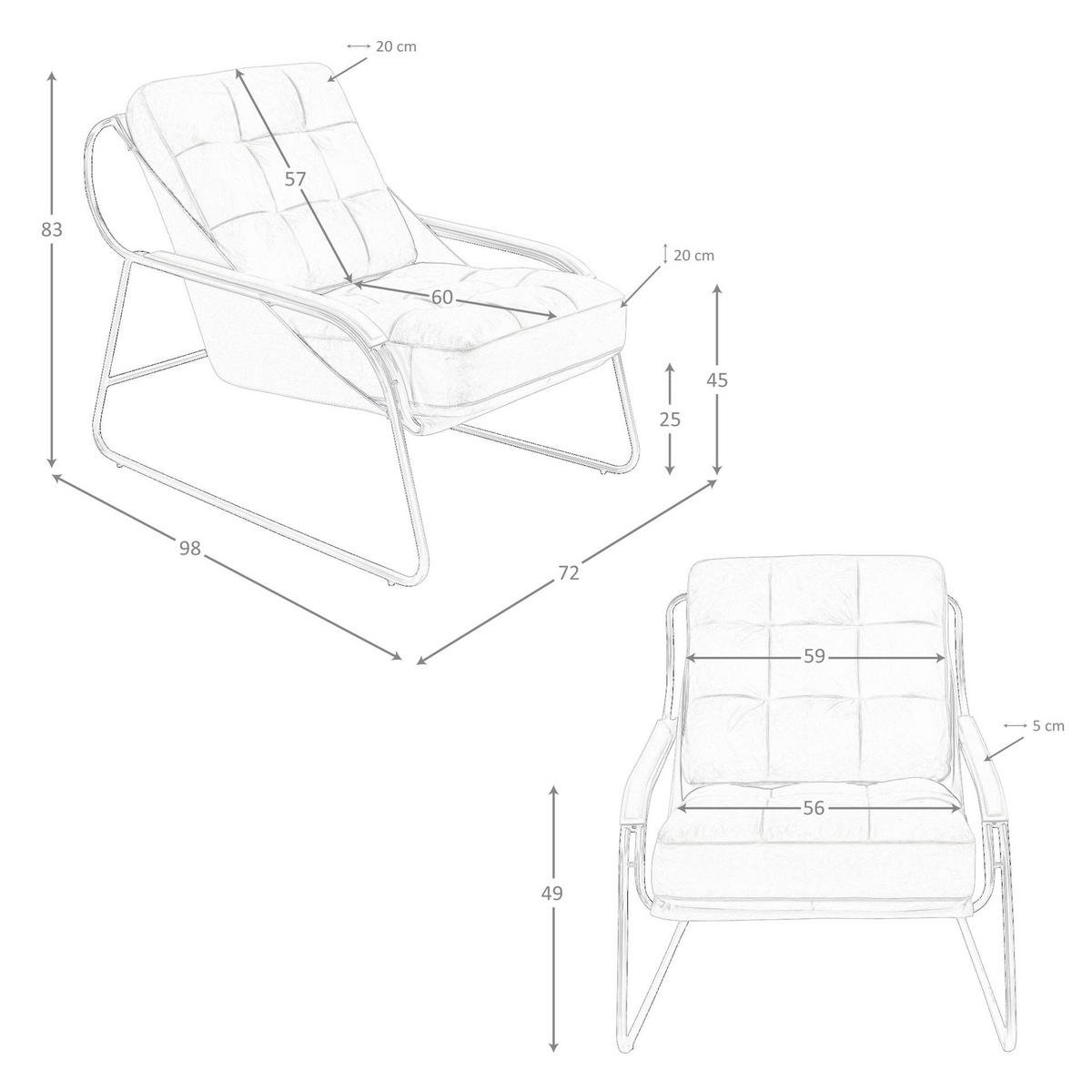 SESSEL Brauner Ledersessel 72/98/83 cm - Edelstahlfarben/Braun, Leder/Metall (72/83/98cm) - ANGEL CERDA