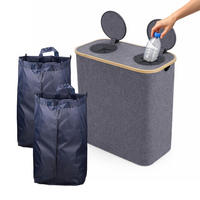 PFANDFLASCHEN-SAMMELBEHÄLTER - Grau, Holz/Kunststoff (57/68.5/37cm) - Relaxdays