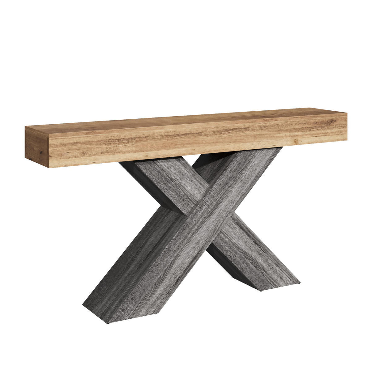 BEISTELLTISCH mit X-Stützen natur 140×30×80 cm aus Spanplatte - Naturfarben, Holzwerkstoff (30/140/80cm) - Luhomfu