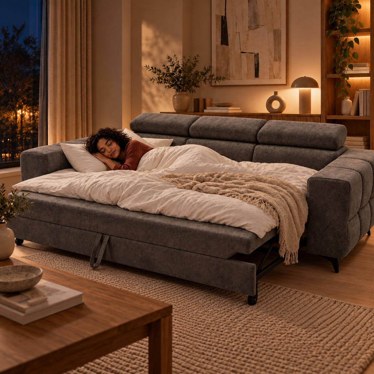 3-SITZER Sofa PUDDING mit Schlaffunktion 127x190 Velours Braun - Schwarz/Braun, Holz/Textil (260/90/100cm) - Muffo