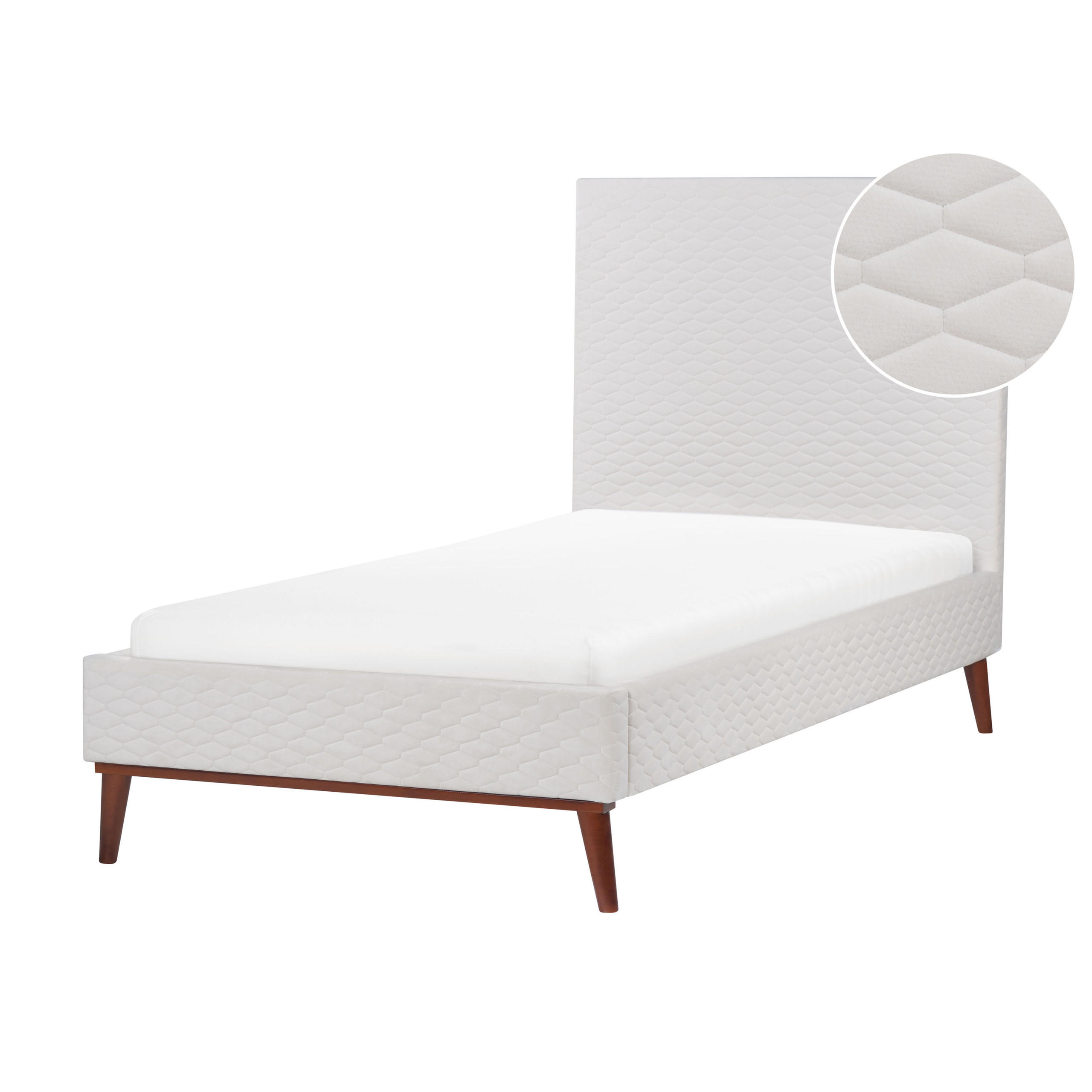 POLSTERBETT mit Lattenrost 90x200 cm Weiß Bayonne - Creme, Textil (90/200cm) - Beliani
