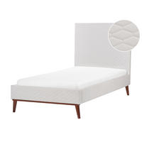 POLSTERBETT mit Lattenrost 90x200 cm Weiß Bayonne - Creme, Textil (90/200cm) - Beliani