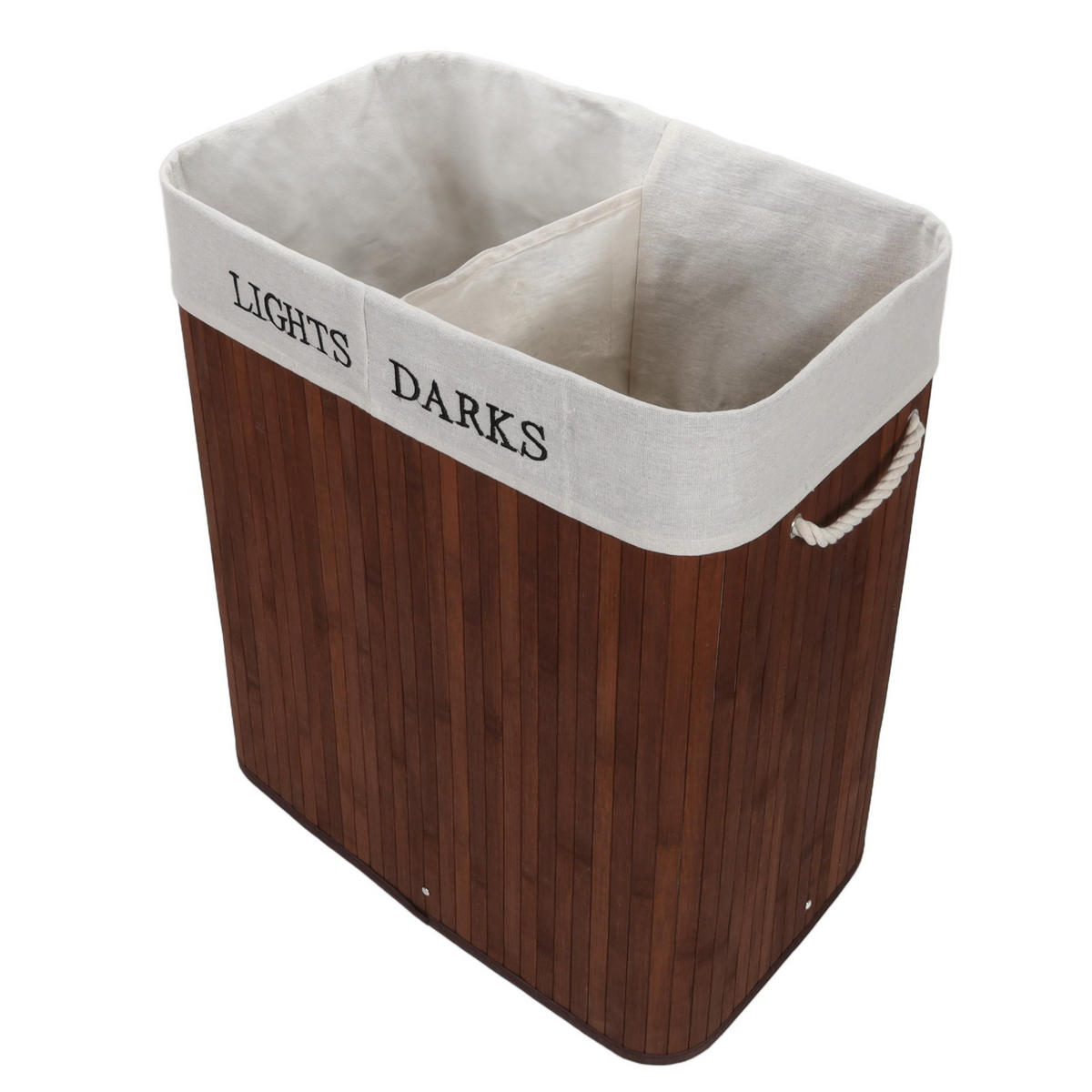 WÄSCHKORB Bambus Svana 2 Fächer 100 l - Braun, Naturmaterialien (32/60/52cm) - NUXIO