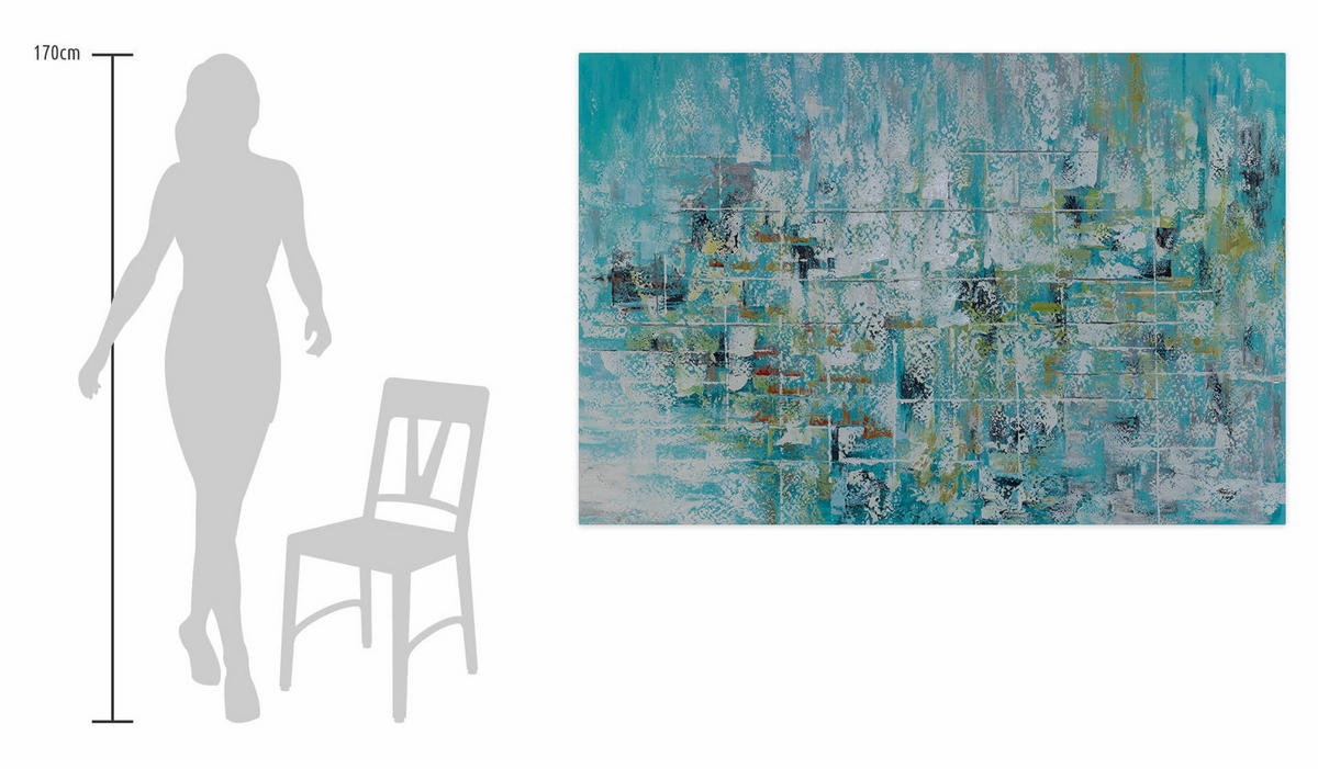 XXL ÖLGEMÄLDE Blau 180/120 cm - Blau/Beige, Holz/Textil (180/120cm) - KUNSTLOFT