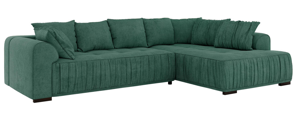 ECKSOFA ORTA Grün Stukture - Rechts - Schwarz/Grün, Textil (200/325cm) - MKS