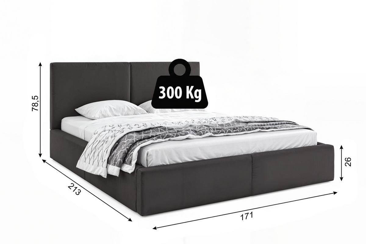 POLSTERBETT Hilton mit Stauraum - Grau, Textil (160/200cm) - Interbeds