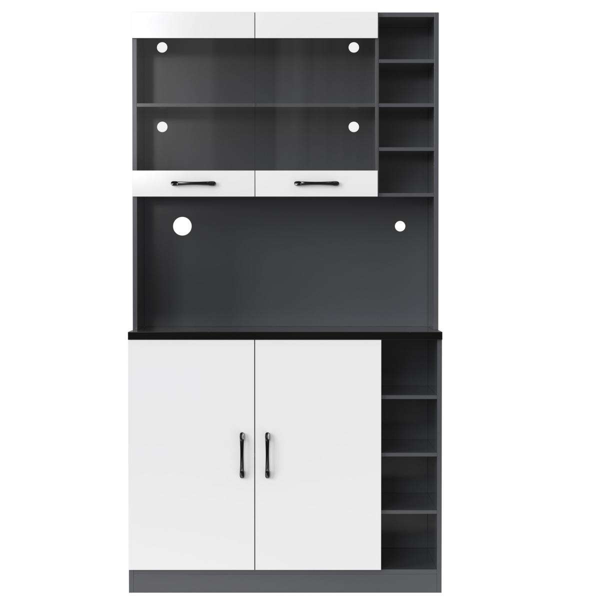BUFFET 100/187/47 cm Grau/Weiß aus MDF mit LED-Beleuchtung - Weiß, Holzwerkstoff (47/187/100cm) - OKMYHOME