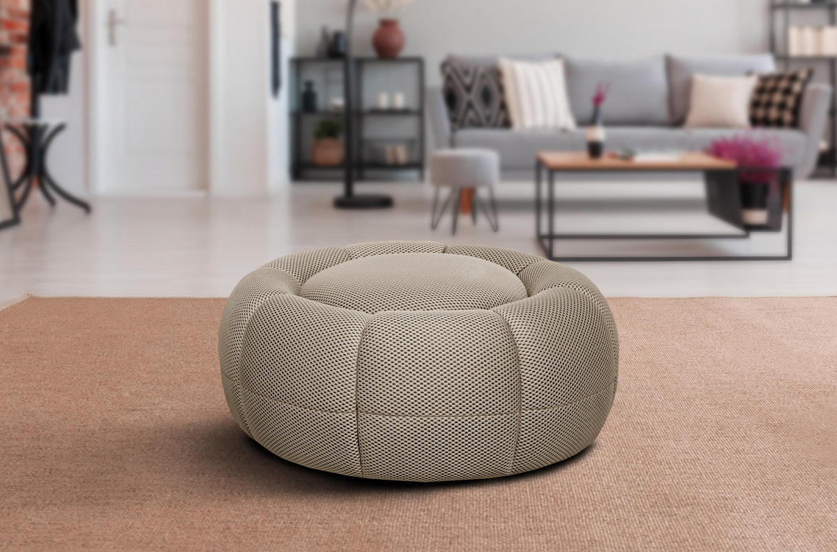 SESSEL UND POUF FIGO UND FAGO, beige - Beige, Holzwerkstoff/Textil (104/83/104cm) - Courtois Laville