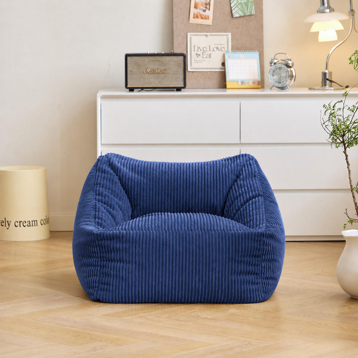 POUF kord Blau - Blau, Textil (55/44/55cm) - Nordlys