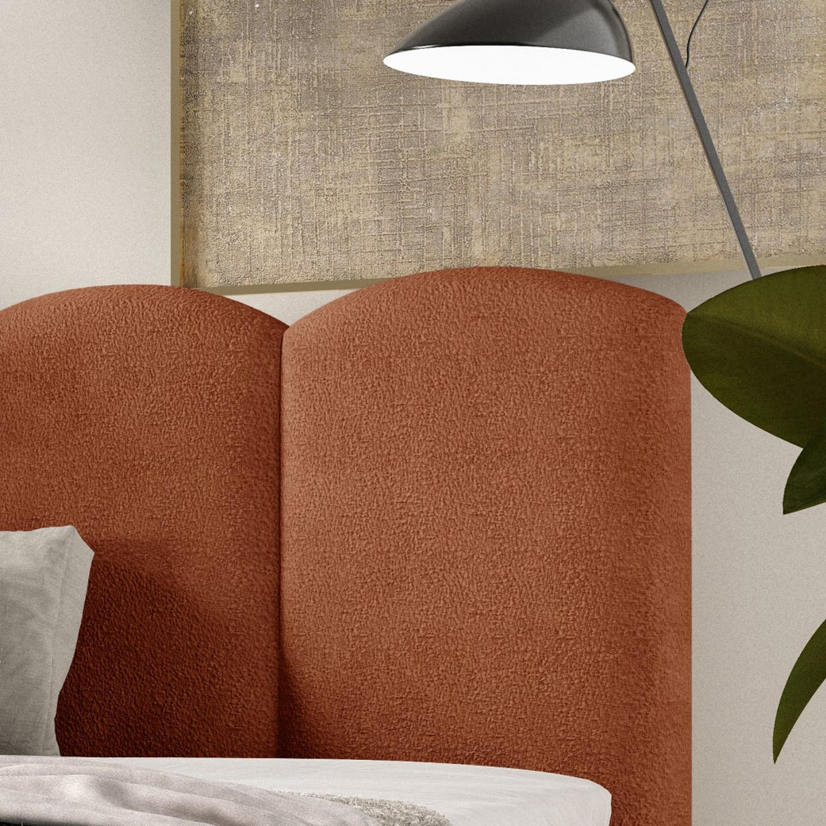 POLSTERBETT Bero, 120x200, Bouclé-Stoff, Ziegelrot - Rostfarben, Textil (120/200cm) - Beautysofa