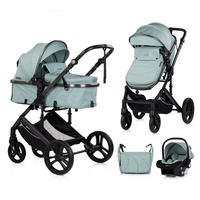 KOMBIKINDERWAGEN Amore 3 in 1 türkis Babyschale Adapter Wickeltasche Fußabdeckung - Türkis, Metall (95/63/105cm) - Chipolino