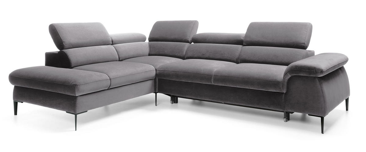 SCHLAFSOFA 280 cm Amaro L mit verstellbaren Kopfstützen, Links, Grau - Grau, Holz (280/214cm) - Emporius