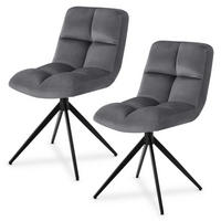 DREHSTUHL Dallas samt dunkelgrau (2er-Set) - Dunkelgrau, Textil (45/84/45cm) - Juskys