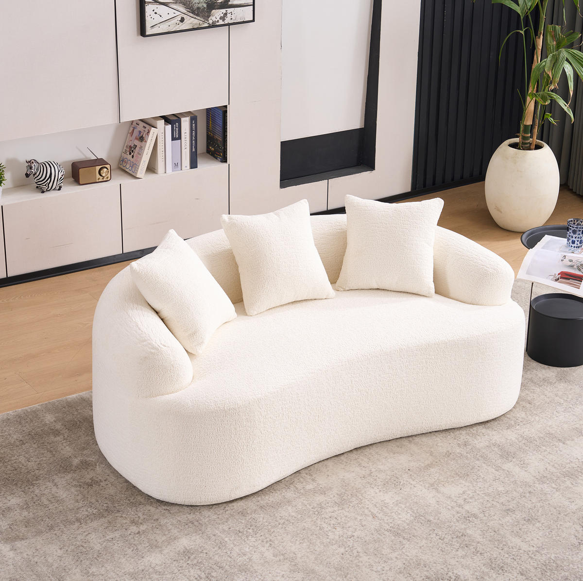 ZWEISITZER-SOFA mit tiefem Sitz Chenille Weiß - Weiß, Kunststoff (153/63/94cm) - Meubliv